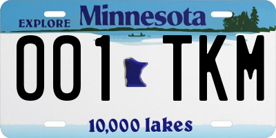 MN license plate 001TKM