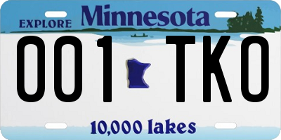 MN license plate 001TKO