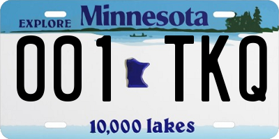 MN license plate 001TKQ