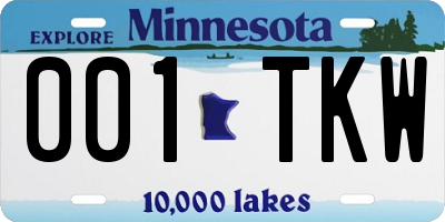 MN license plate 001TKW