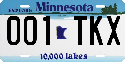 MN license plate 001TKX