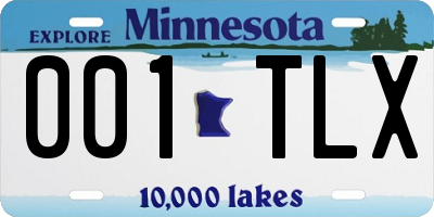 MN license plate 001TLX