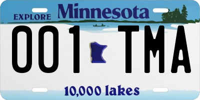 MN license plate 001TMA