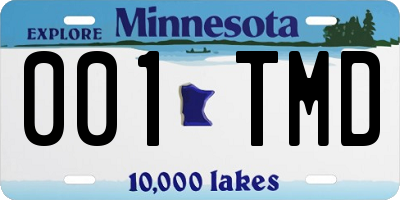 MN license plate 001TMD