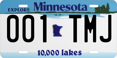 MN license plate 001TMJ