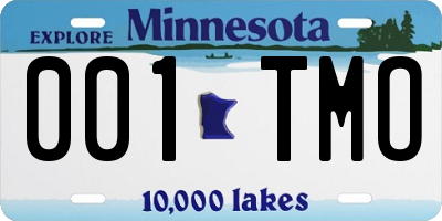 MN license plate 001TMO