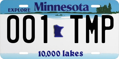 MN license plate 001TMP