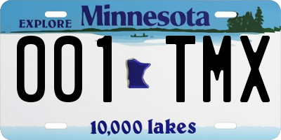 MN license plate 001TMX