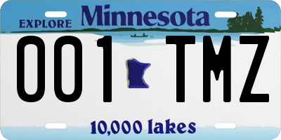 MN license plate 001TMZ