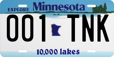 MN license plate 001TNK