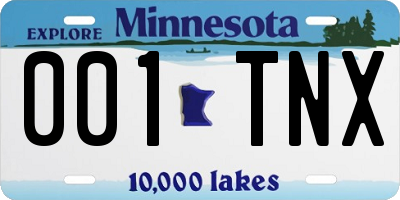 MN license plate 001TNX