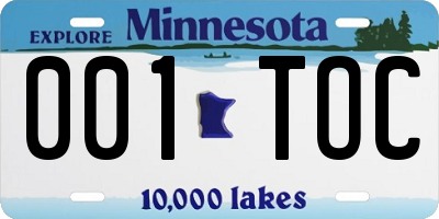 MN license plate 001TOC