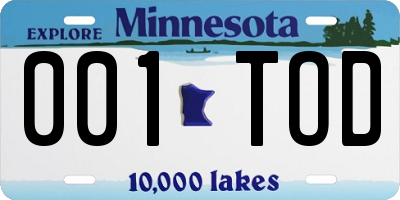 MN license plate 001TOD