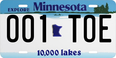MN license plate 001TOE