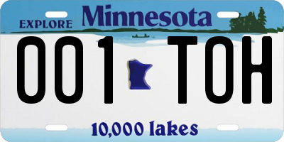 MN license plate 001TOH