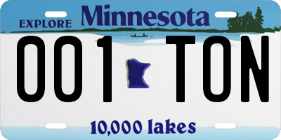 MN license plate 001TON