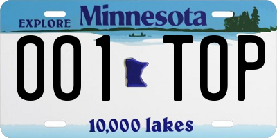MN license plate 001TOP