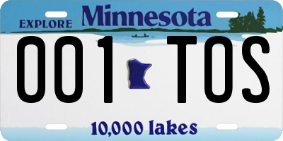 MN license plate 001TOS