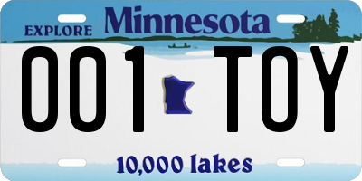 MN license plate 001TOY