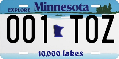 MN license plate 001TOZ