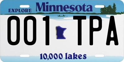 MN license plate 001TPA