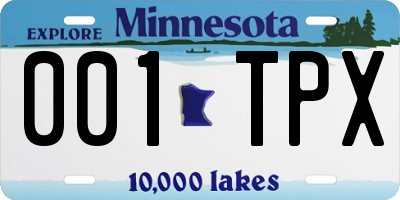 MN license plate 001TPX