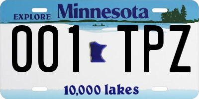 MN license plate 001TPZ