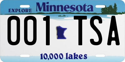MN license plate 001TSA