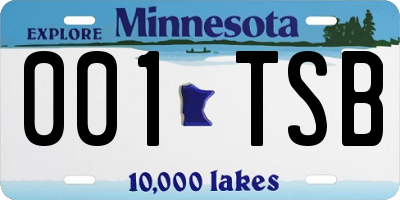 MN license plate 001TSB