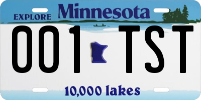 MN license plate 001TST