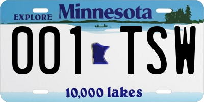 MN license plate 001TSW