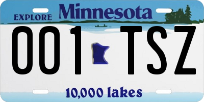 MN license plate 001TSZ