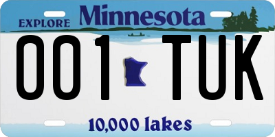 MN license plate 001TUK