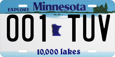 MN license plate 001TUV