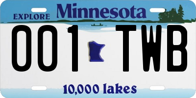 MN license plate 001TWB