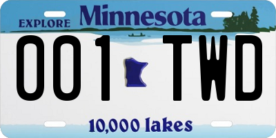 MN license plate 001TWD