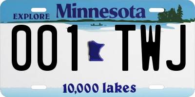 MN license plate 001TWJ