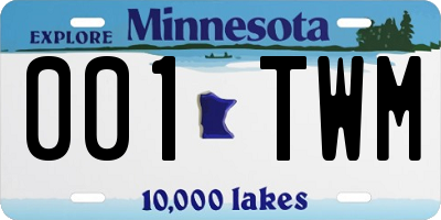 MN license plate 001TWM