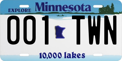 MN license plate 001TWN