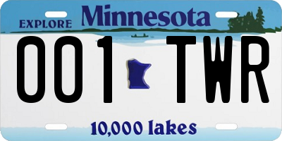 MN license plate 001TWR