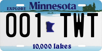 MN license plate 001TWT