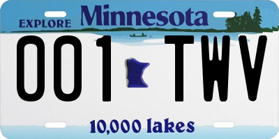 MN license plate 001TWV