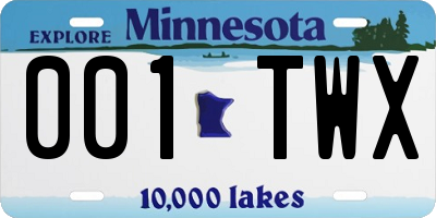 MN license plate 001TWX