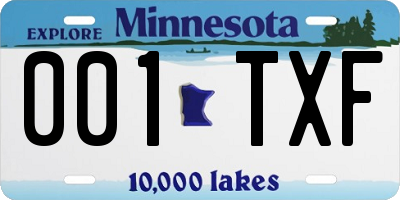 MN license plate 001TXF