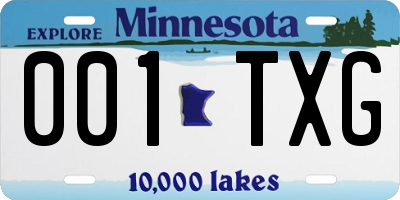 MN license plate 001TXG