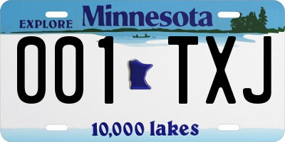 MN license plate 001TXJ