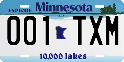 MN license plate 001TXM
