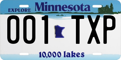 MN license plate 001TXP