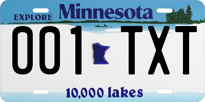 MN license plate 001TXT