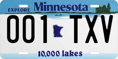 MN license plate 001TXV